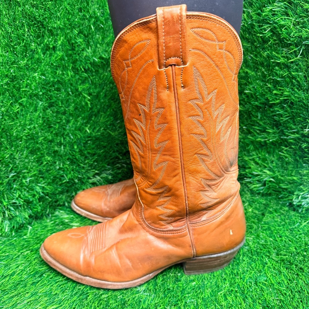 Nocona Mens Tan Brown Leather Western Cowboy Boots Made in USA 10 D 5861